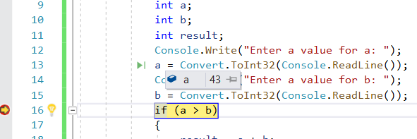 Hover over an object with the mouse