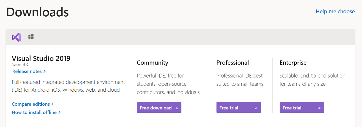 Download Visual Studio Community Edition